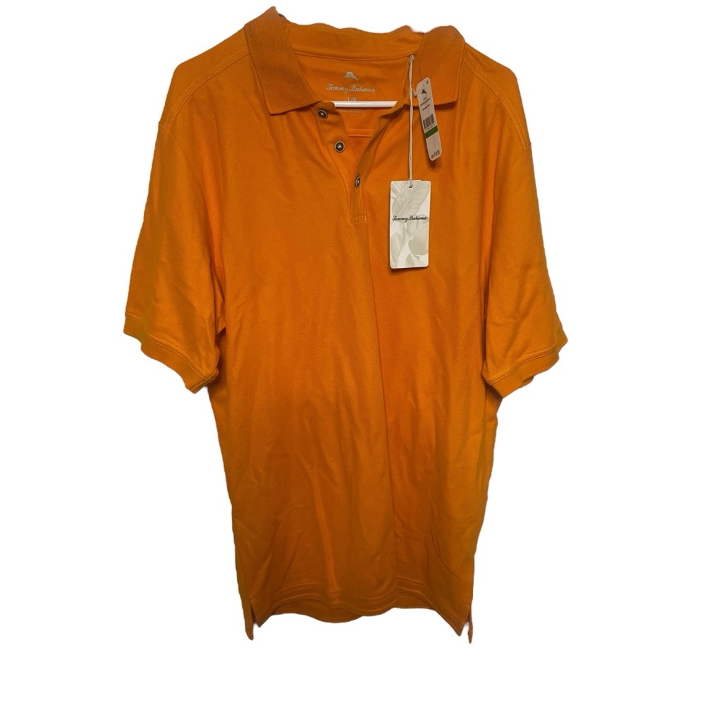 Tommy Bahama Polo Shirt Men’s L Orange Relaxed Fit White Logo New